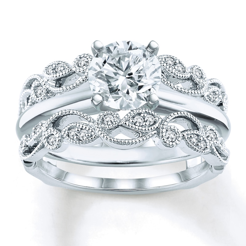 Main Image 1 of Previously Owned Diamond Enhancer Ring 1/6 ct tw Round-cut 14K White Gold