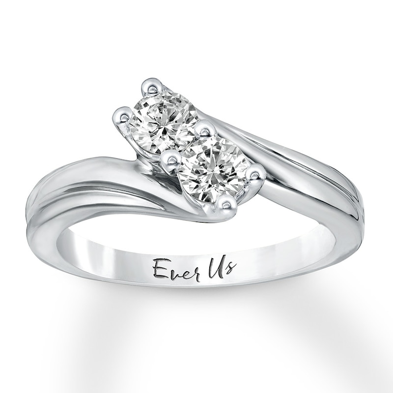 Main Image 1 of Previously Owned Ever Us Two-Stone Diamond Anniversary Ring 5/8 ct tw Round-cut 14K White Gold