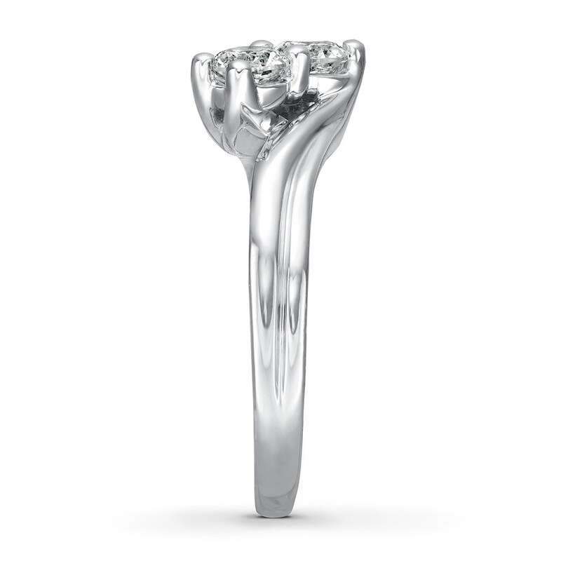 Main Image 3 of Previously Owned Ever Us Two-Stone Diamond Anniversary Ring 5/8 ct tw Round-cut 14K White Gold