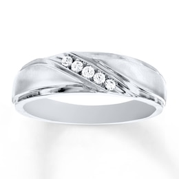 Previously Owned Men's Diamond Band 1/8 ct tw Round-cut 10K White Gold