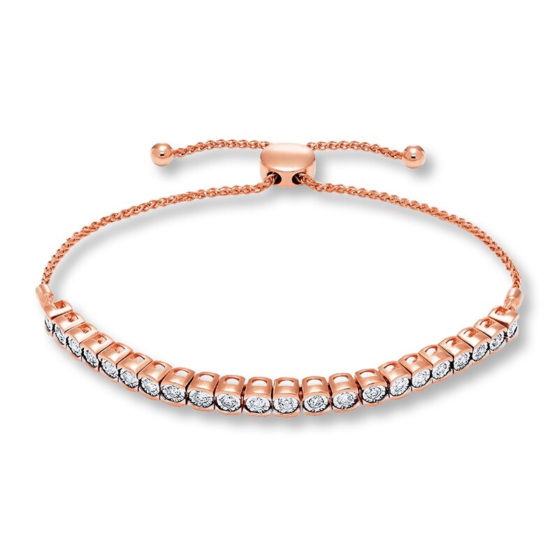 Main Image 1 of Previously Owned Diamond Bolo Bracelet 1/2 ct tw Round-cut 10K Rose Gold 9.5&quot;