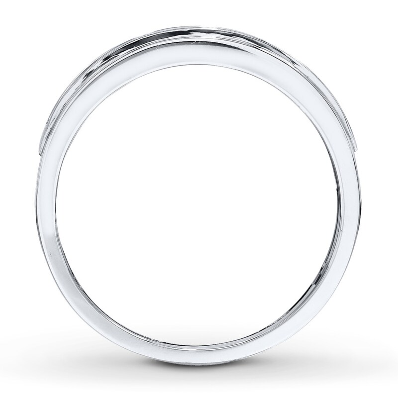 Main Image 2 of Previously Owned Men's Diamond Wedding Band 1/2 ct tw Round-cut 10K White Gold