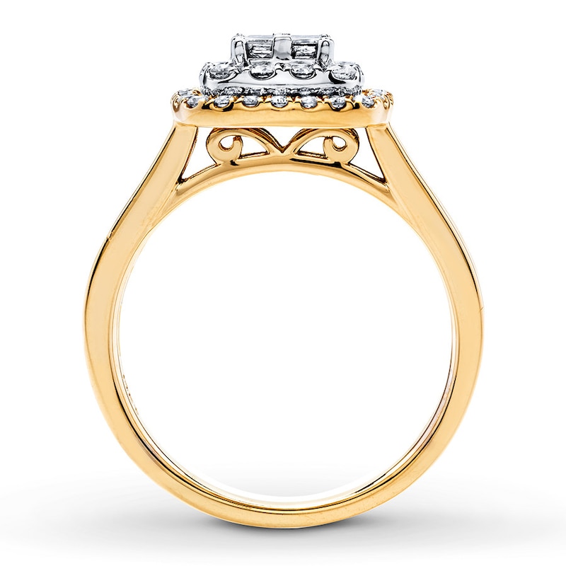 Previously Owned Diamond Engagement Ring 3/4 ct tw Princess & Round-cut 14K Two-Tone Gold