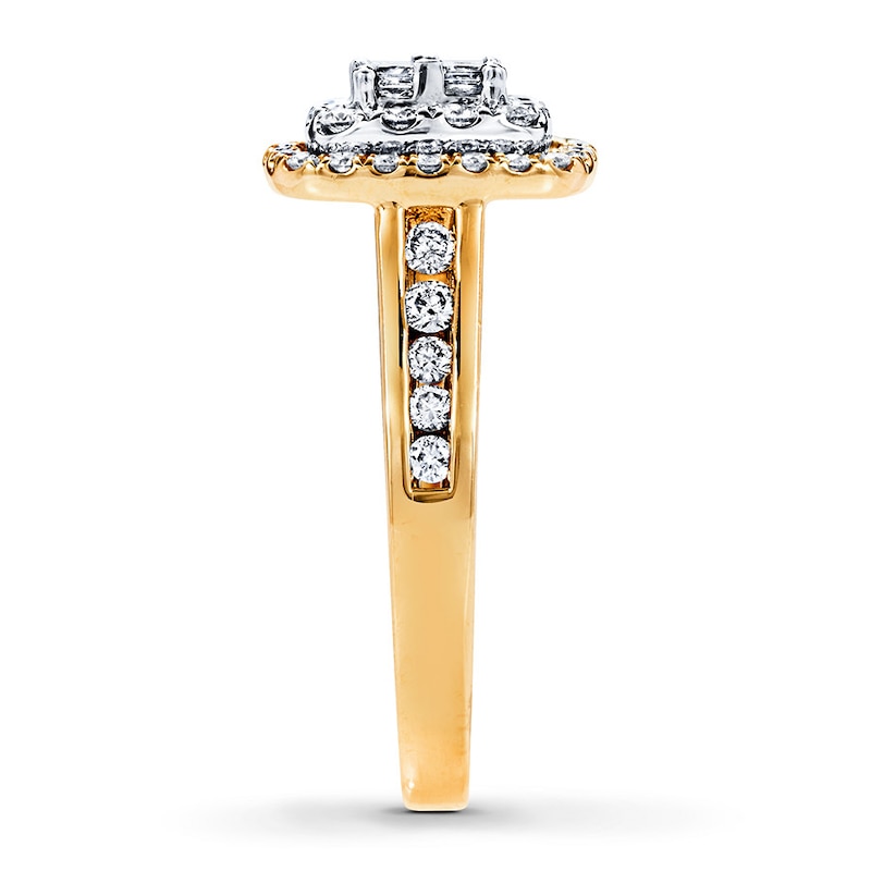 Previously Owned Diamond Engagement Ring 3/4 ct tw Princess & Round-cut 14K Two-Tone Gold