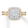 Thumbnail Image 3 of Previously Owned Diamond Engagement Ring 3/4 ct tw Princess & Round-cut 14K Two-Tone Gold