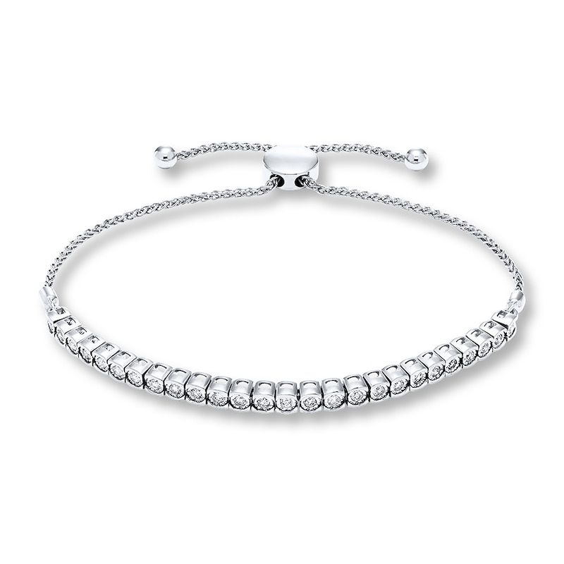 Main Image 1 of Previously Owned Diamond Bolo Bracelet 1/2 ct tw Sterling Silver 9.5&quot;