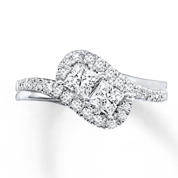 Previously Owned Ever Us Diamond Ring 1 ct tw Princess & Round-cut 14K White Gold