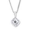 Previously Owned Diamond Necklace 1/5 ct tw Round-cut Sterling Silver/10K Gold