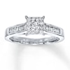 Thumbnail Image 0 of Previously Owned Diamond Engagement Ring 5/8 ct tw Princess, Baguette & Round-cut 14K White Gold