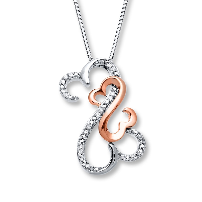Previously Owned Necklace Sterling Silver & 10K Rose Gold 18"