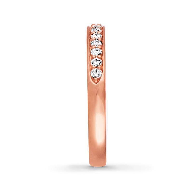 Main Image 3 of Previously Owned THE LEO Diamond Wedding Band 1/4 ct tw Round-cut 14K Rose Gold