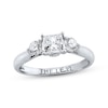 Thumbnail Image 1 of Previously Owned THE LEO Diamond Three-Stone Engagement Ring 7/8 ct tw Princess & Round-cut 14K White Gold