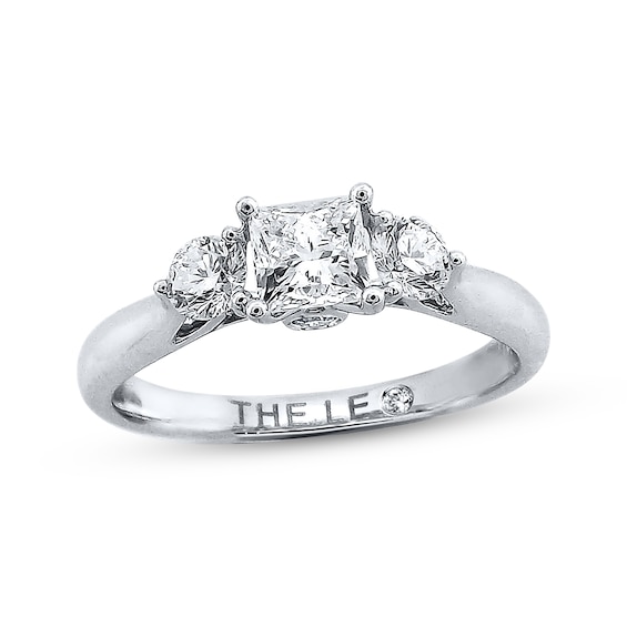 Previously Owned THE LEO Diamond Three-Stone Engagement Ring 7/8 ct tw Princess & Round-cut 14K White Gold