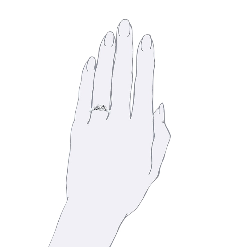 Main Image 2 of Previously Owned THE LEO Diamond Three-Stone Engagement Ring 7/8 ct tw Princess & Round-cut 14K White Gold