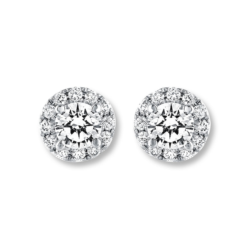 Previously Owned THE LEO Diamond Earrings 7/8 ct tw Round-cut 14K White Gold