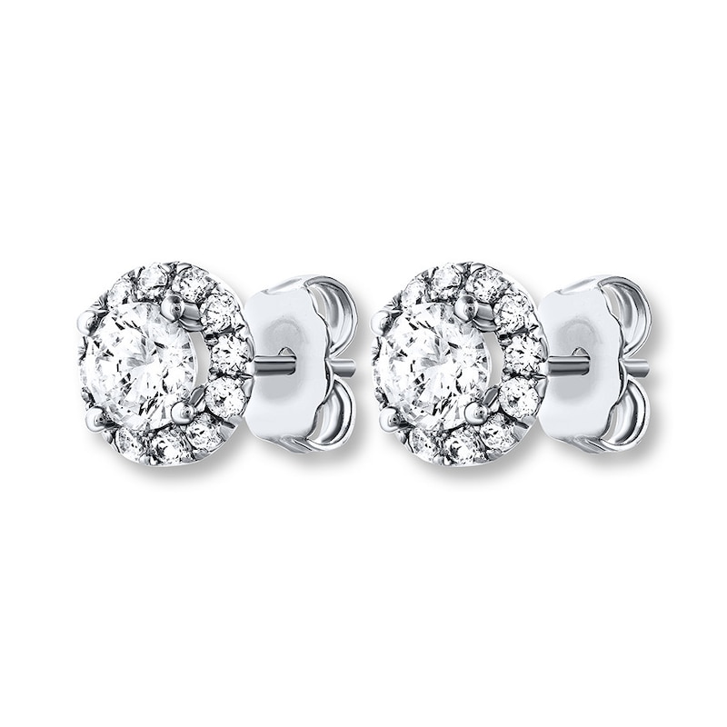 Previously Owned THE LEO Diamond Earrings 7/8 ct tw Round-cut 14K White Gold