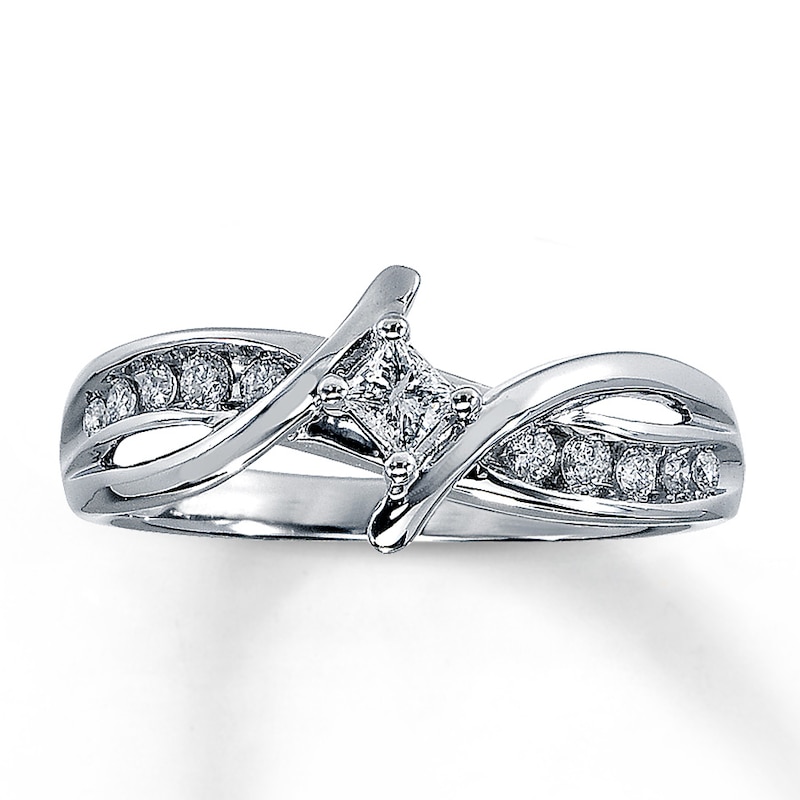 Previously Owned Diamond Promise Ring 1/4 ct tw Princess-Cut 10K White Gold - Size 4.75
