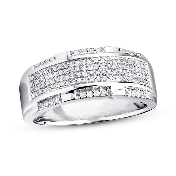 Previously Owned Men's Band 1/2 ct tw Round-cut Diamonds 10K White Gold 7