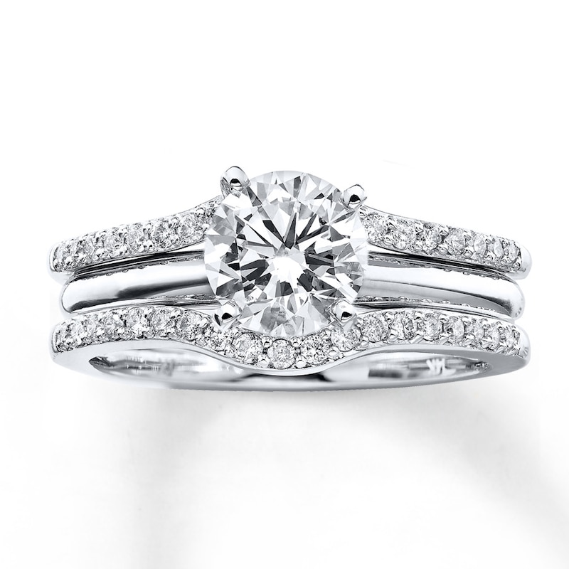 Main Image 4 of Previously Owned Diamond Enhancer Ring 1/4 ct tw Round-cut 14K White Gold Size 4.25