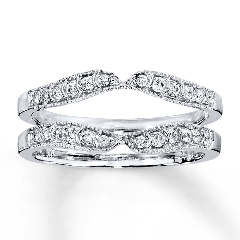 Main Image 1 of Previously Owned Diamond Enhancer Ring 1/4 ct tw Round-cut 10K White Gold - Size 4.75