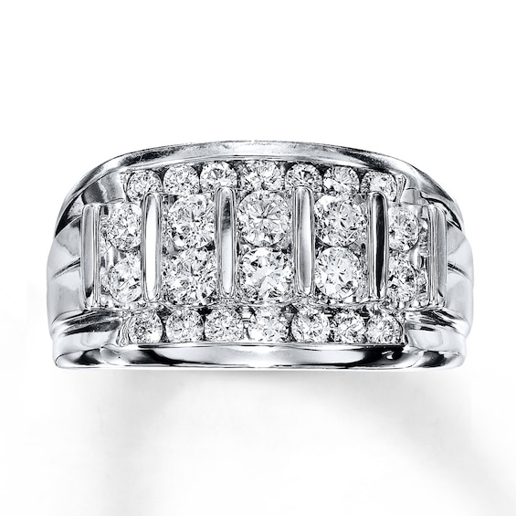 Previously Owned Men's Diamond Band 1-1/2 ct tw Round-cut 14K White Gold Size 15.25