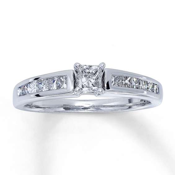 Previously Owned Diamond Engagement Ring 5/8 ct tw Princess-cut 14K White Gold Size 3.5