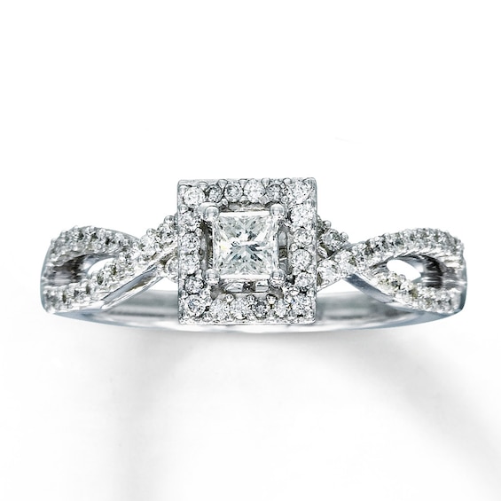 Previously Owned Diamond Engagement Ring 1/2 ct tw Princess & Round-cut 14K White Gold 11
