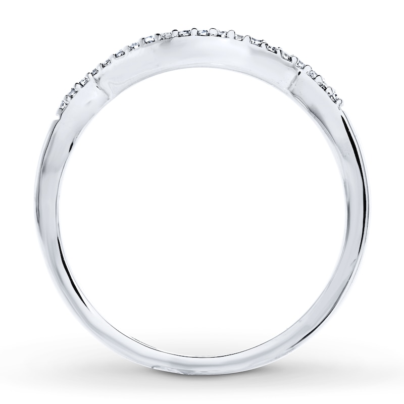 Main Image 2 of Previously Owned Diamond Wedding Band 1/15 ct tw Round-cut 10K White Gold - Size 4.25