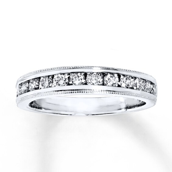 Previously Owned Diamond Wedding Band 5/8 ct tw Round-cut 14K White Gold Size 10
