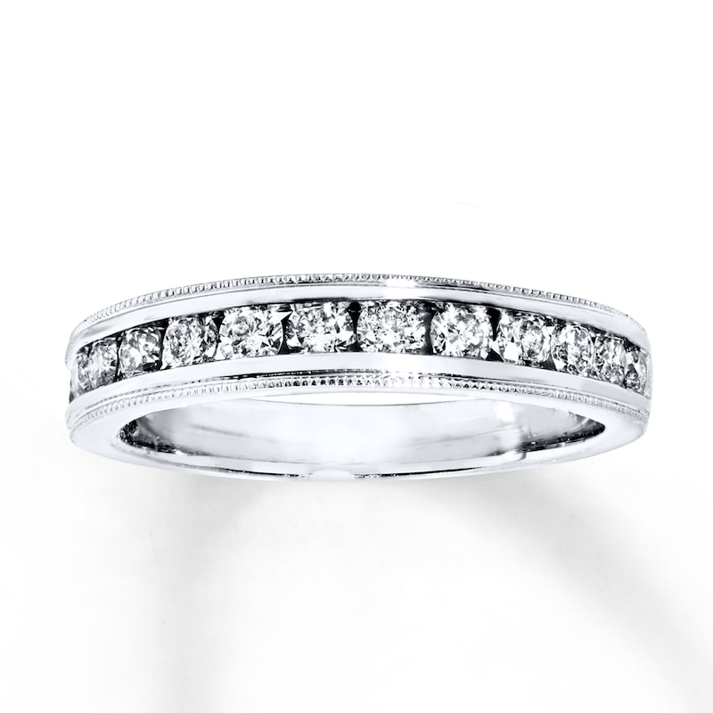 Main Image 1 of Previously Owned Diamond Wedding Band 5/8 ct tw Round-cut 14K White Gold - Size 10