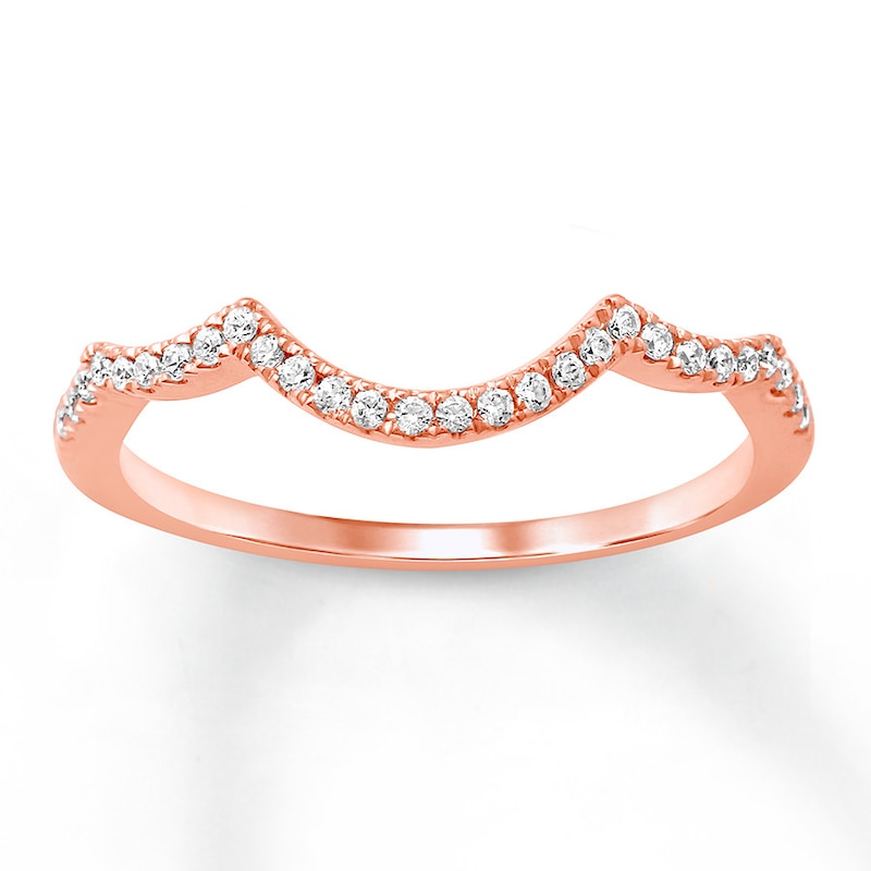 Main Image 1 of Previously Owned Diamond Wedding Band 1/8 ct tw Round-cut 14K Rose Gold Size 4