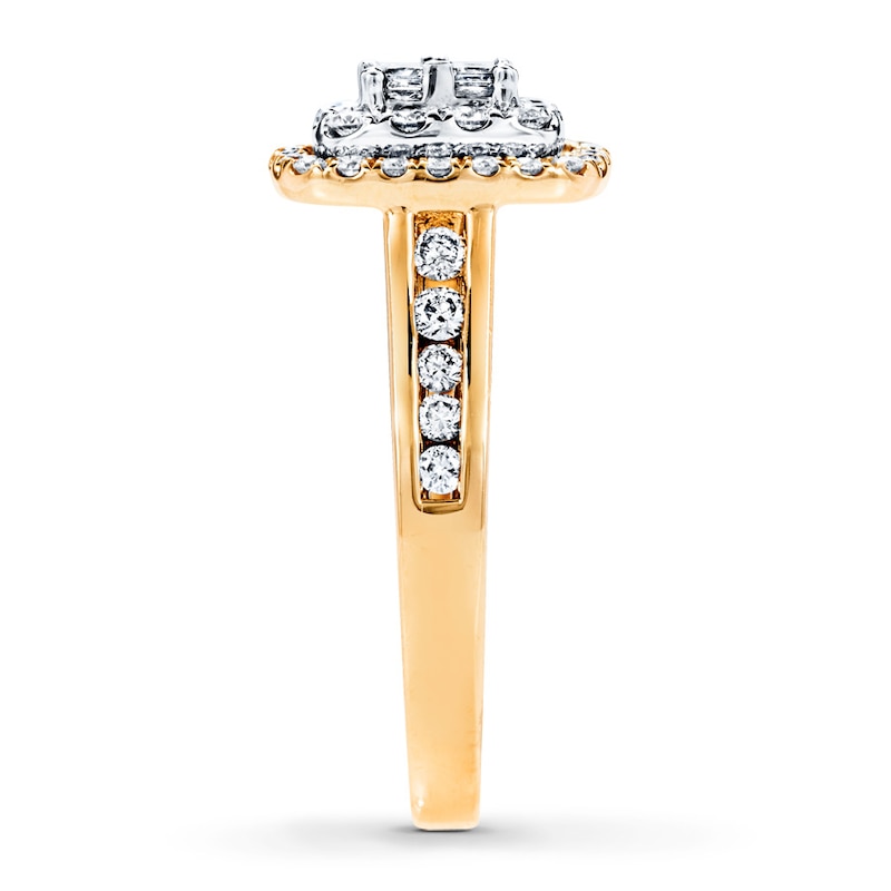Main Image 3 of Previously Owned Diamond Engagement Ring 3/4 ct tw Princess/Round 14K Gold - Size 12