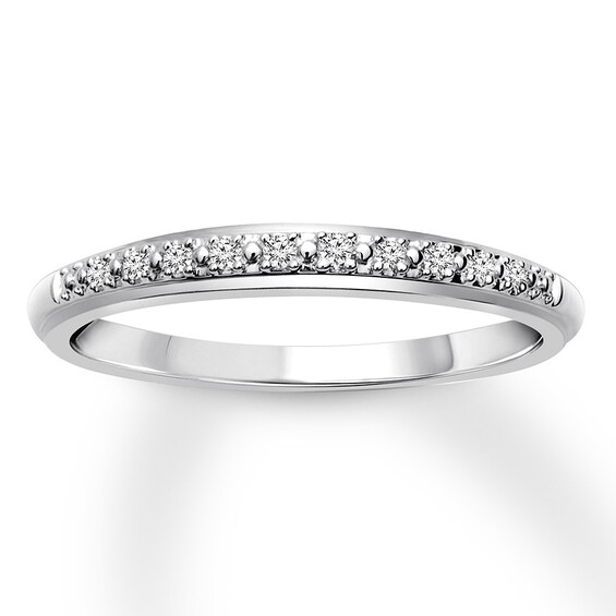 Previously Owned Diamond Wedding Band 1/20 ct tw Round-cut 10K White Gold Size 4.5
