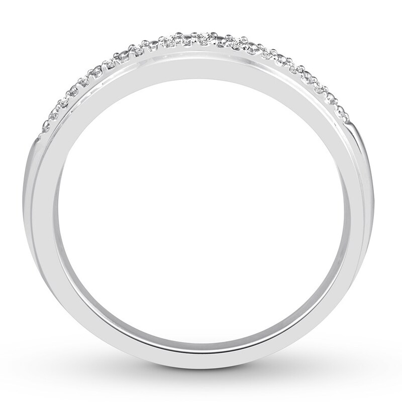 Main Image 2 of Previously Owned Diamond Wedding Band 1/20 ct tw Round-cut 10K White Gold - Size 4.5