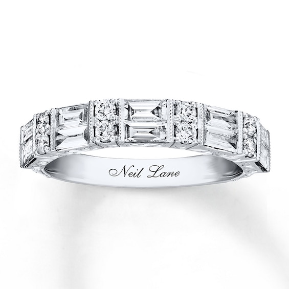 Previously Owned Neil Lane Anniversary Band 1 ct tw Baguette & Round-cut Diamond 14K White Gold Size 9