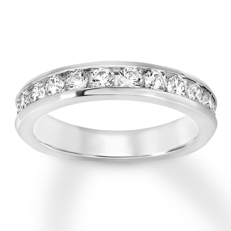 Main Image 1 of Previously Owned Diamond Anniversary Band 1 ct tw Round-cut 10K White Gold Size 10