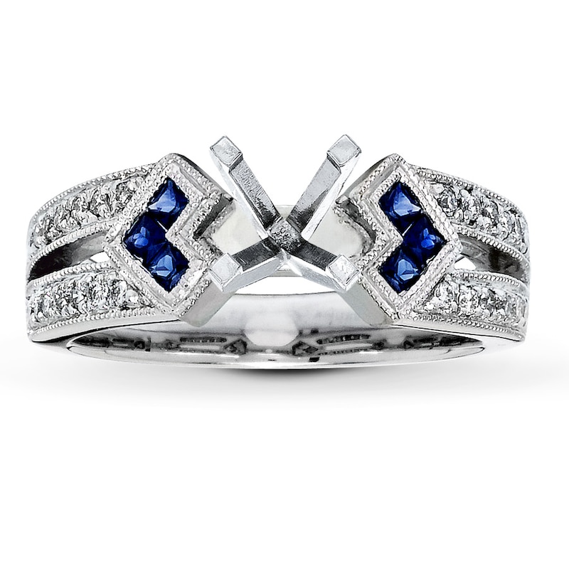 Main Image 1 of Previously Owned Sapphire Ring Setting 1/6 ct tw Round-cut Diamonds 14K White Gold Size 5