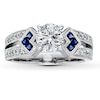 Previously Owned Sapphire Ring Setting 1/6 ct tw Round-cut Diamonds 14K White Gold