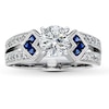 Thumbnail Image 3 of Previously Owned Sapphire Ring Setting 1/6 ct tw Round-cut Diamonds 14K White Gold Size 5