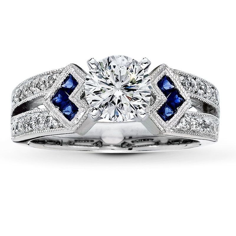 Previously Owned Sapphire Ring Setting 1/6 ct tw Round-cut Diamonds 14K White Gold
