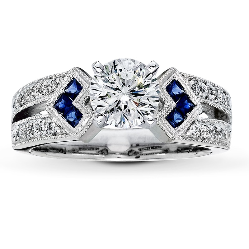 Main Image 3 of Previously Owned Sapphire Ring Setting 1/6 ct tw Round-cut Diamonds 14K White Gold Size 5