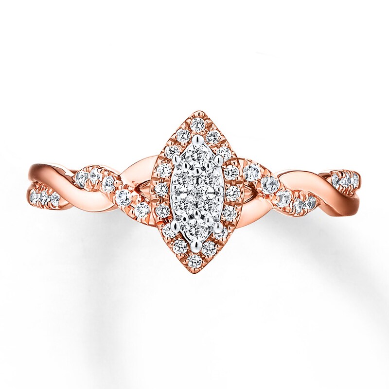 Main Image 4 of Previously Owned Diamond Ring 1/4 ct tw Round-cut 10K Two-Tone Gold Size 3.5