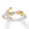 Thumbnail Image 1 of Previously Owned Diamond Accent Anchor Ring Sterling Silver/10K Yellow Gold - Size 11