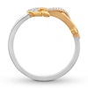 Thumbnail Image 2 of Previously Owned Diamond Accent Anchor Ring Sterling Silver/10K Yellow Gold - Size 11