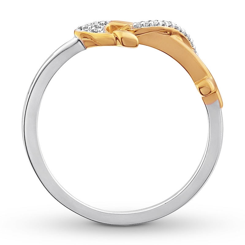 Main Image 2 of Previously Owned Diamond Accent Anchor Ring Sterling Silver/10K Yellow Gold - Size 11