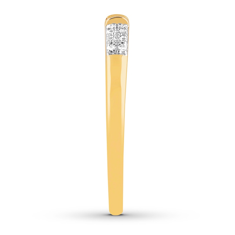 Main Image 3 of Previously Owned Diamond Midi Ring 1/20 ct tw Round & Baguette-cut 10K Yellow Gold - Size 3.75