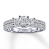 Thumbnail Image 0 of Previously Owned Ring 1 ct tw Princess & Round-cut Diamonds 14K White Gold - Size 4.75