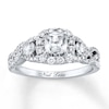 Thumbnail Image 1 of Previously Owned Neil Lane Engagement Ring 1-3/8 ct tw Cushion & Round-cut Diamonds 14K White Gold - Size 9