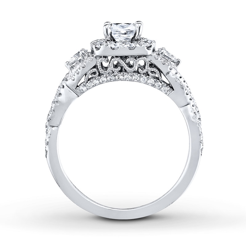 Main Image 2 of Previously Owned Neil Lane Engagement Ring 1-3/8 ct tw Cushion & Round-cut Diamonds 14K White Gold - Size 9