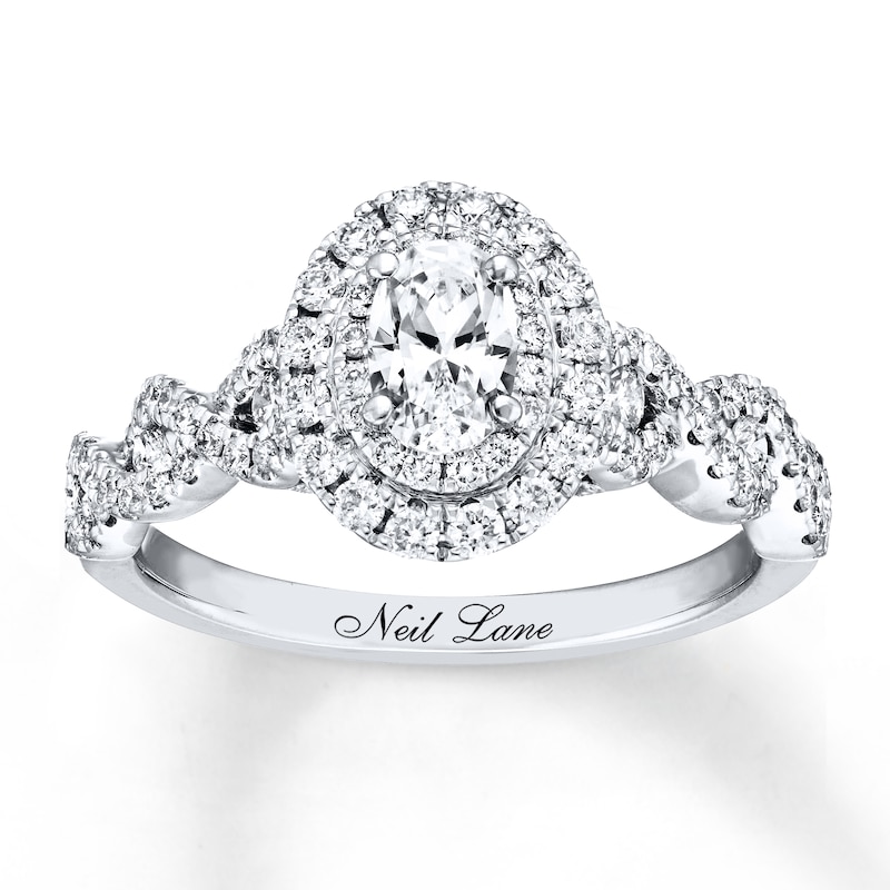 Main Image 1 of Previously Owned Neil Lane Bridal Diamond Ring 1-1/6 ct tw Oval & Round-cut 14K White Gold - Size 5